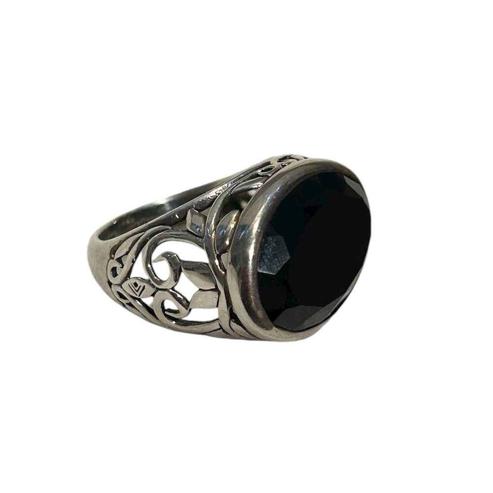 Silpada Ring Size 7 Black Oval Chalcedony Gemstone 925 Sterling Silver Indonesia - Picture 2 of 14